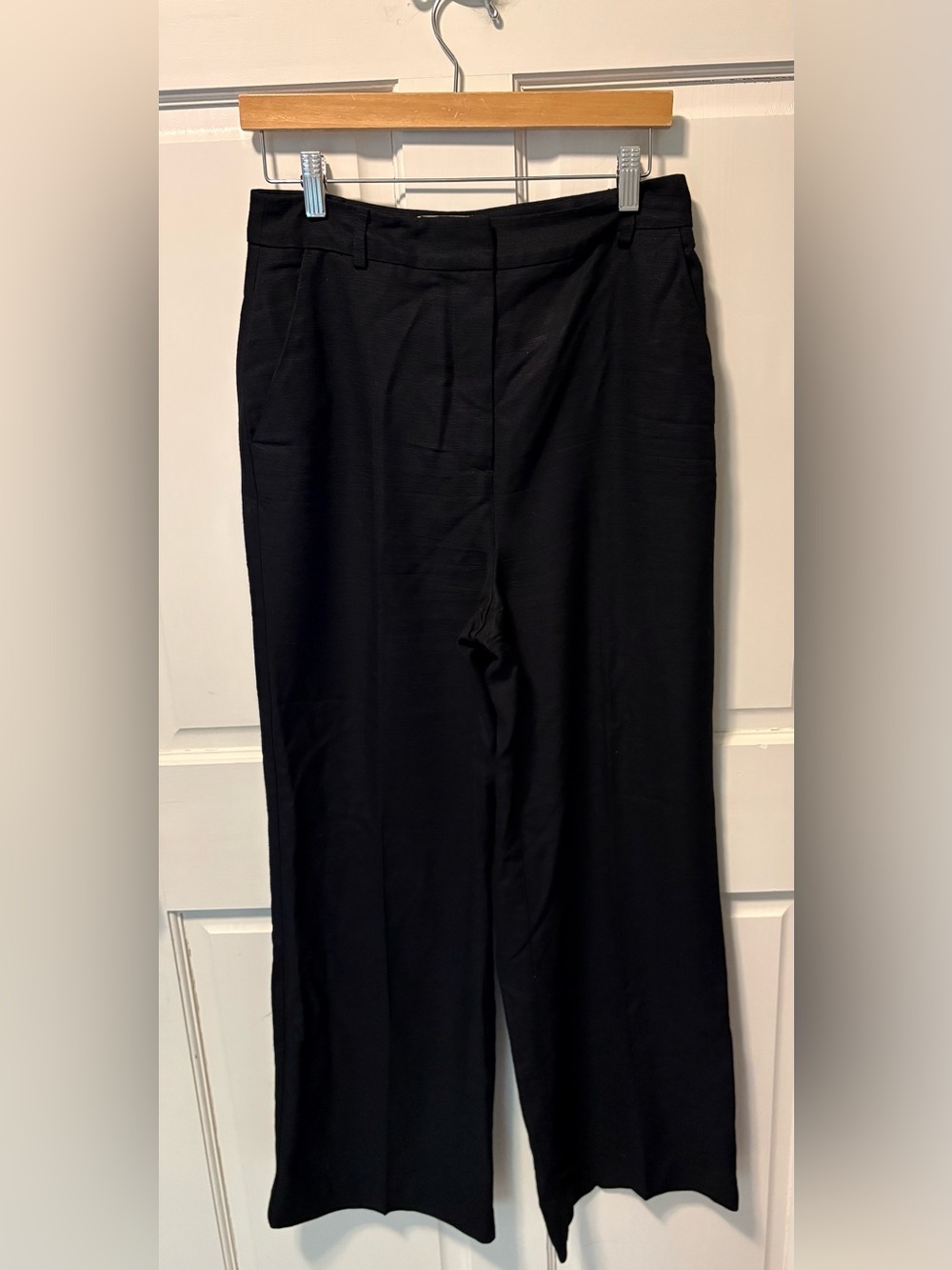 Sezane black viscose wide leg high waist classic dress pants women’s size 38 6